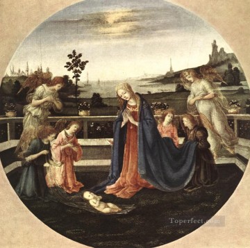フィリッピーノ・リッピ Painting - 幼子の礼拝 1480年 クリスチャン・フィリッピーノ・リッピ